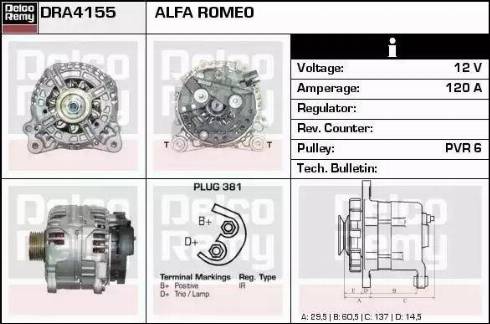 Remy DRA4155 - Generator alexcarstop-ersatzteile.com