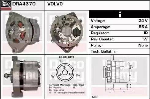 Remy DRA4370 - Generator alexcarstop-ersatzteile.com