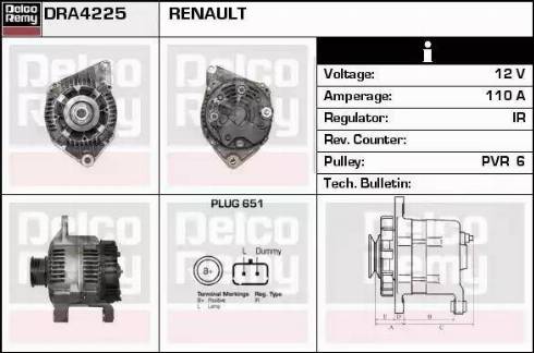 Remy DRA4225 - Generator alexcarstop-ersatzteile.com