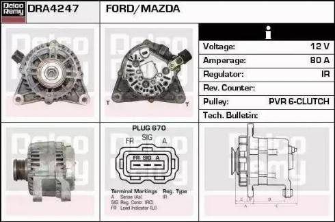 Remy DRA4247 - Generator alexcarstop-ersatzteile.com