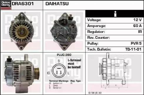 Remy DRA6301 - Generator alexcarstop-ersatzteile.com