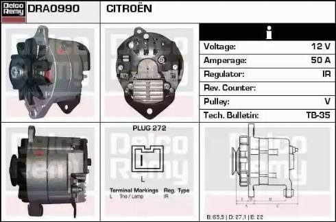 Remy DRA0990 - Generator alexcarstop-ersatzteile.com