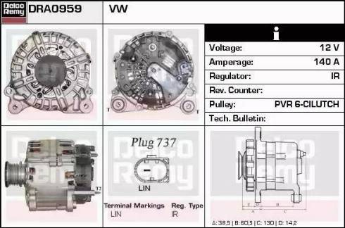 Remy DRA0959 - Generator alexcarstop-ersatzteile.com