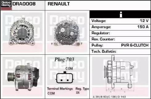 Remy DRA0008 - Generator alexcarstop-ersatzteile.com