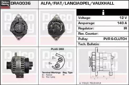 Remy DRA0036 - Generator alexcarstop-ersatzteile.com