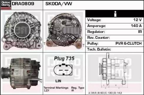 Remy DRA0809 - Generator alexcarstop-ersatzteile.com