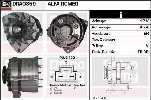 Remy DRA0350 - Generator alexcarstop-ersatzteile.com