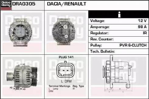 Remy DRA0305 - Generator alexcarstop-ersatzteile.com