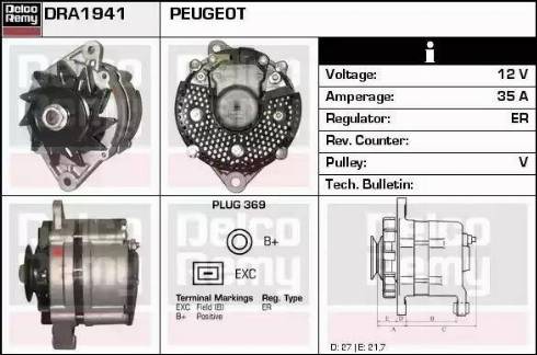 Remy DRA1941 - Generator alexcarstop-ersatzteile.com