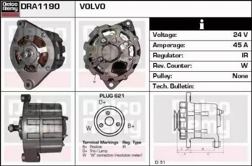 Remy DRA1190 - Generator alexcarstop-ersatzteile.com