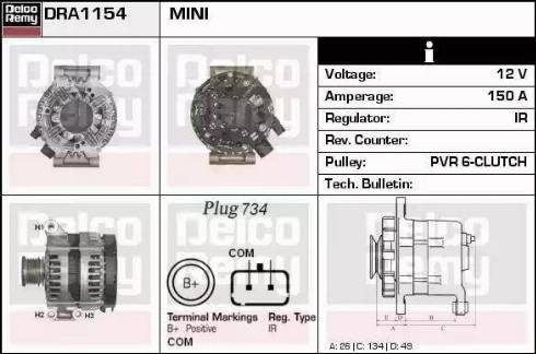 Remy DRA1154 - Generator alexcarstop-ersatzteile.com