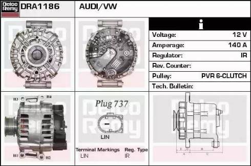 Remy DRA1186 - Generator alexcarstop-ersatzteile.com