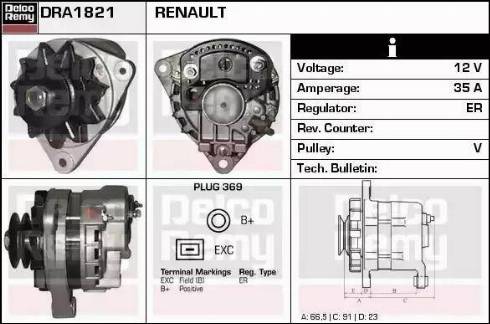 Remy DRA1821 - Generator alexcarstop-ersatzteile.com