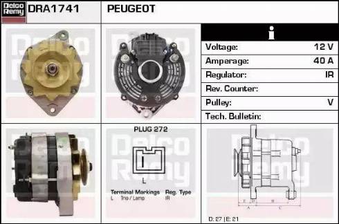 Remy DRA1741 - Generator alexcarstop-ersatzteile.com