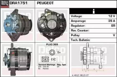 Remy DRA1751 - Generator alexcarstop-ersatzteile.com