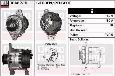 Remy DRA8720 - Generator alexcarstop-ersatzteile.com