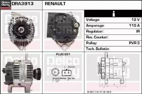 Remy DRA3913 - Generator alexcarstop-ersatzteile.com