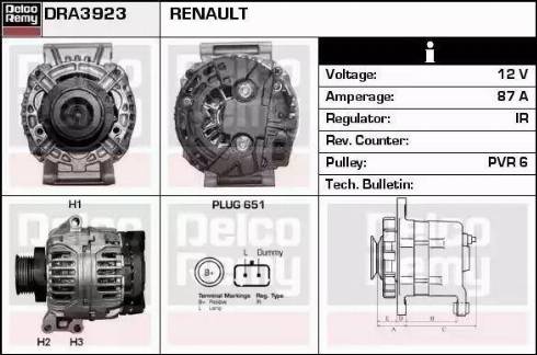 Remy DRA3923 - Generator alexcarstop-ersatzteile.com