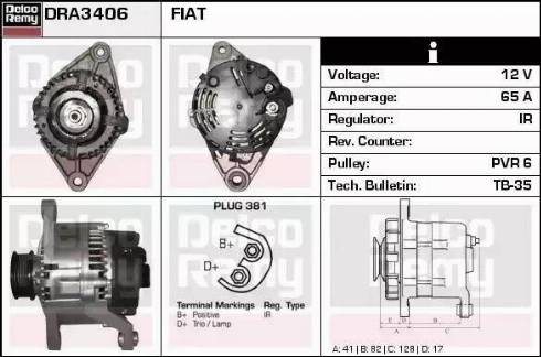 Remy DRA3406 - Generator alexcarstop-ersatzteile.com