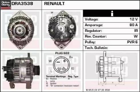 Remy DRA3538 - Generator alexcarstop-ersatzteile.com