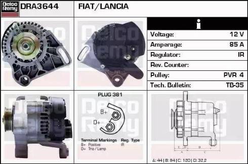 Remy DRA3644 - Generator alexcarstop-ersatzteile.com