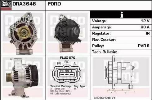 Remy DRA3648 - Generator alexcarstop-ersatzteile.com