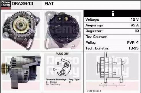 Remy DRA3643 - Generator alexcarstop-ersatzteile.com