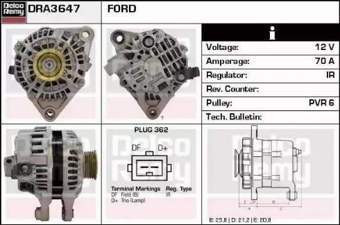 Remy DRA3647 - Generator alexcarstop-ersatzteile.com