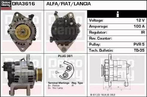 Remy DRA3616 - Generator alexcarstop-ersatzteile.com