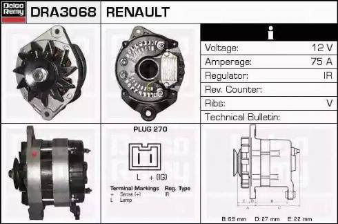 Remy DRA3068 - Generator alexcarstop-ersatzteile.com