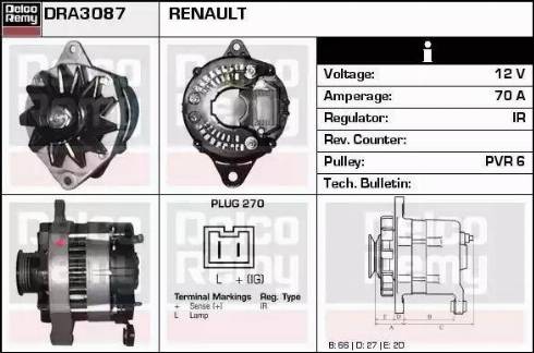 Remy DRA3087 - Generator alexcarstop-ersatzteile.com