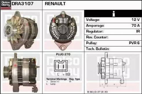 Remy DRA3107 - Generator alexcarstop-ersatzteile.com