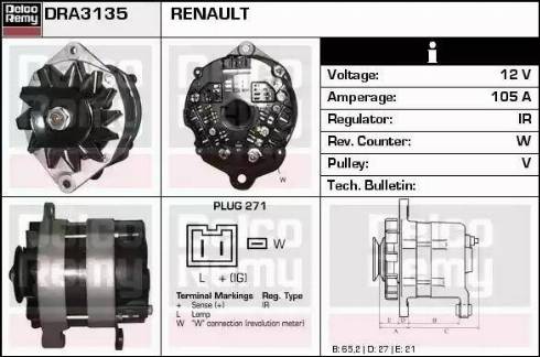 Remy DRA3135 - Generator alexcarstop-ersatzteile.com