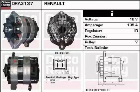 Remy DRA3137 - Generator alexcarstop-ersatzteile.com