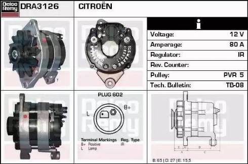 Remy DRA3126 - Generator alexcarstop-ersatzteile.com