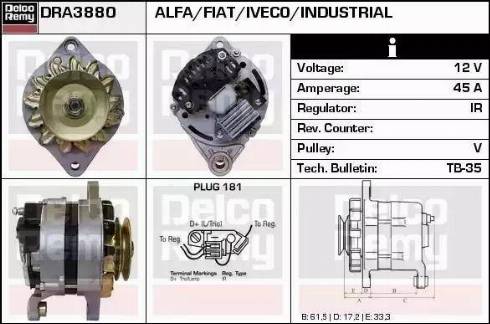 Remy DRA3880 - Generator alexcarstop-ersatzteile.com