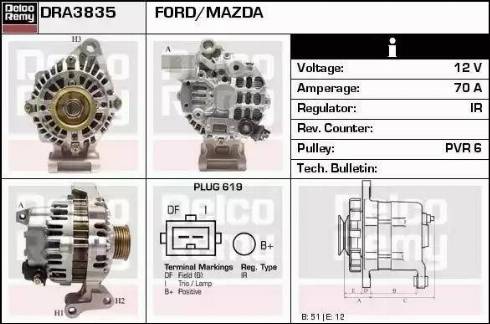 Remy DRA3835 - Generator alexcarstop-ersatzteile.com