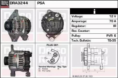 Remy DRA3244 - Generator alexcarstop-ersatzteile.com