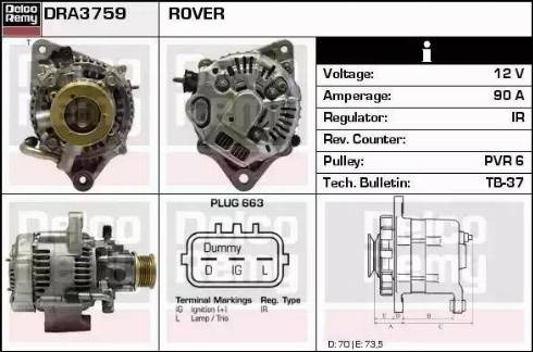 Remy DRA3759 - Generator alexcarstop-ersatzteile.com