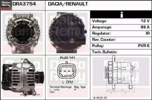 Remy DRA3754 - Generator alexcarstop-ersatzteile.com