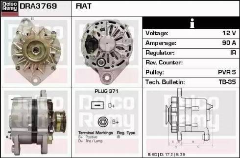 Remy DRA3769 - Generator alexcarstop-ersatzteile.com