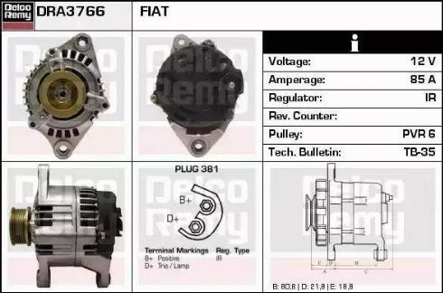 Remy DRA3766 - Generator alexcarstop-ersatzteile.com