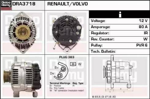 Remy DRA3718 - Generator alexcarstop-ersatzteile.com