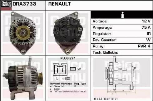 Remy DRA3733 - Generator alexcarstop-ersatzteile.com