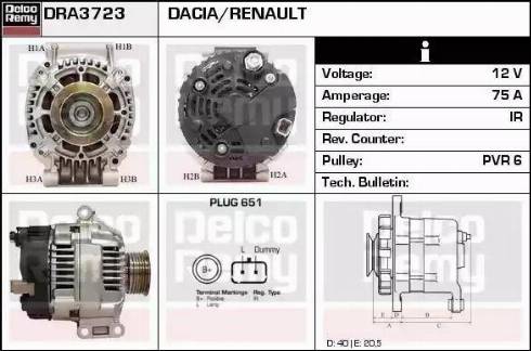 Remy DRA3723 - Generator alexcarstop-ersatzteile.com