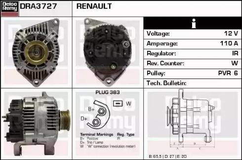 Remy DRA3727 - Generator alexcarstop-ersatzteile.com