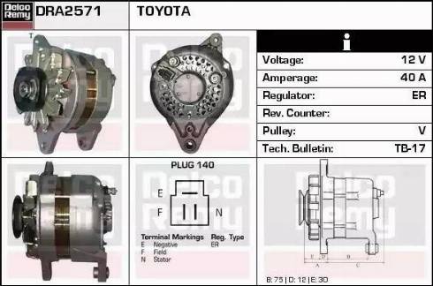 Remy DRA2571 - Generator alexcarstop-ersatzteile.com