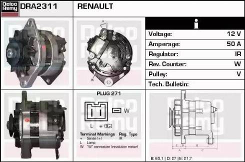 Remy DRA2311 - Generator alexcarstop-ersatzteile.com