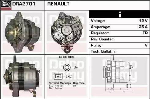 Remy DRA2701 - Generator alexcarstop-ersatzteile.com