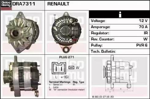 Remy DRA7311 - Generator alexcarstop-ersatzteile.com